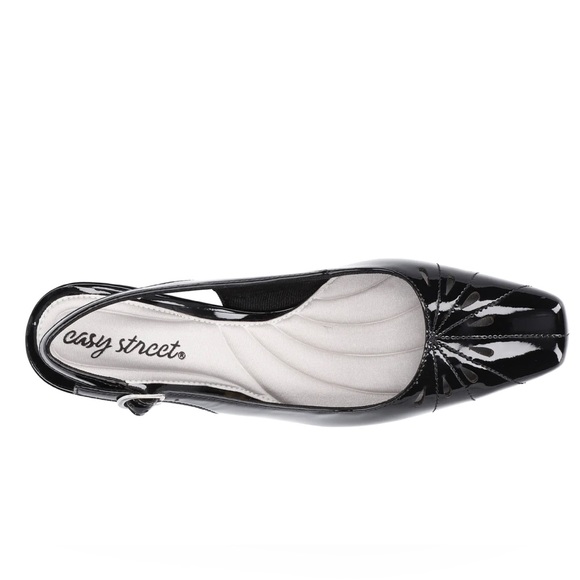 Women’s Dress Shoes Easy Street Catie Slingback Pumps Black Patent Size 7.5 - Picture 3 of 11